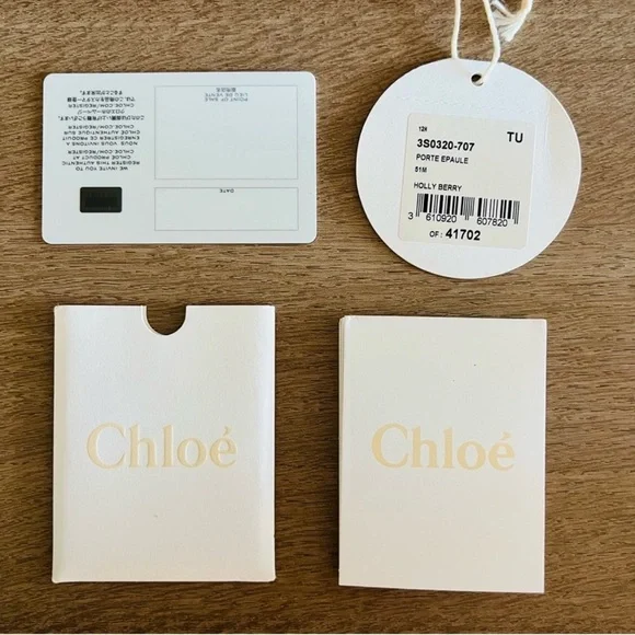 CHLOE June Bow Flap Shoulder Bag in Holly Berry Red Sheepskin Leather - Picture 9 of 9